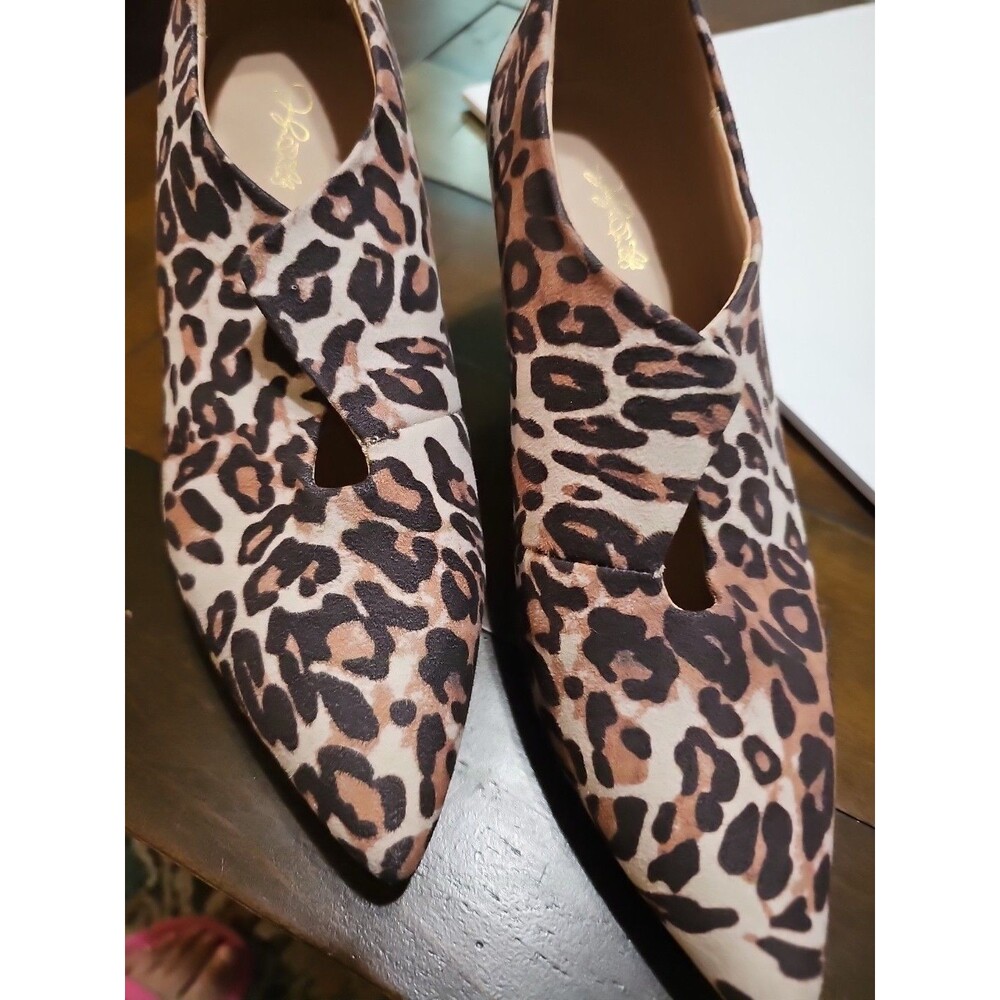 Jaclyn Smith NATALIE Brown Leopard Print Heels Women’s Size 8 1/2 Faux Suede - Picture 7 of 9